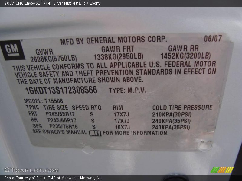 Silver Mist Metallic / Ebony 2007 GMC Envoy SLT 4x4