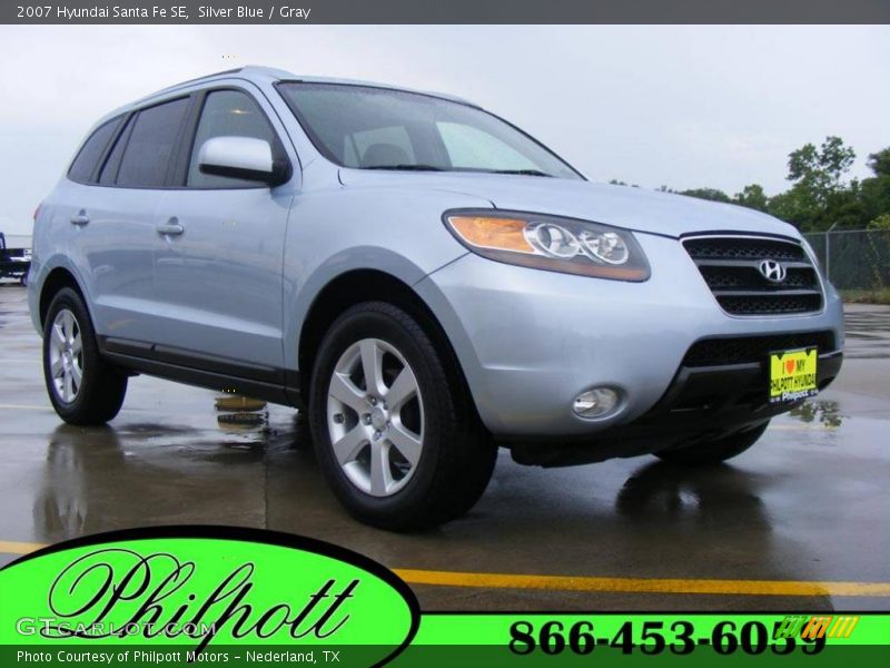 Silver Blue / Gray 2007 Hyundai Santa Fe SE