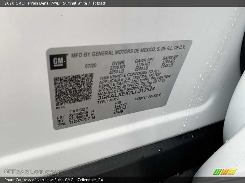 Summit White / Jet Black 2020 GMC Terrain Denali AWD