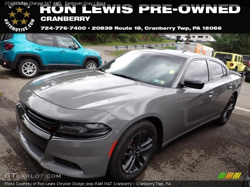 Destroyer Gray / Black 2019 Dodge Charger SXT AWD