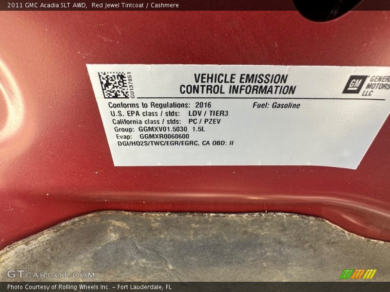 Red Jewel Tintcoat / Cashmere 2011 GMC Acadia SLT AWD