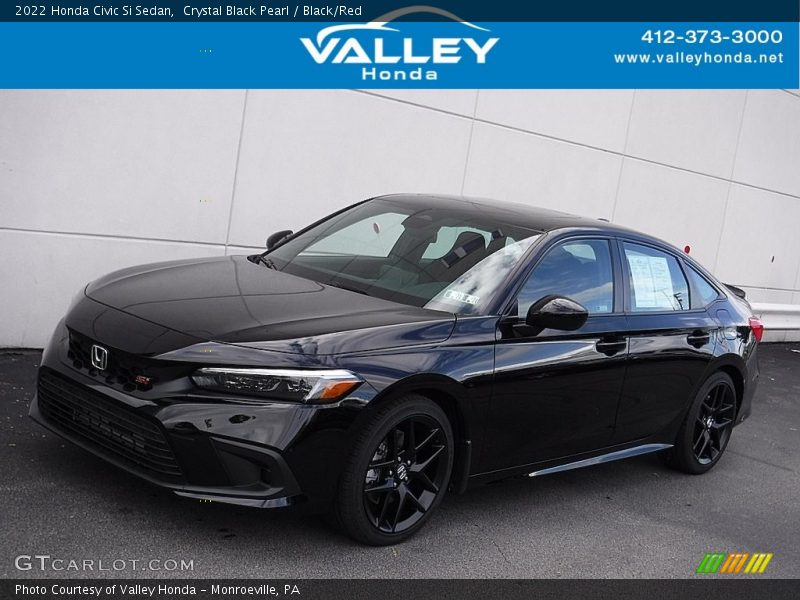 Crystal Black Pearl / Black/Red 2022 Honda Civic Si Sedan