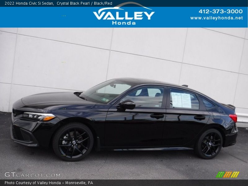 Crystal Black Pearl / Black/Red 2022 Honda Civic Si Sedan