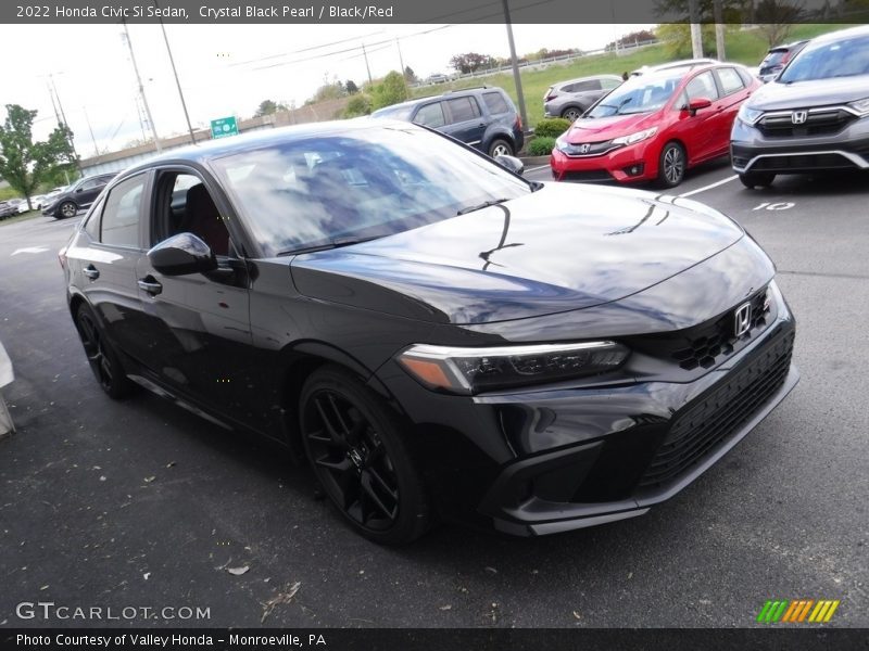 Crystal Black Pearl / Black/Red 2022 Honda Civic Si Sedan