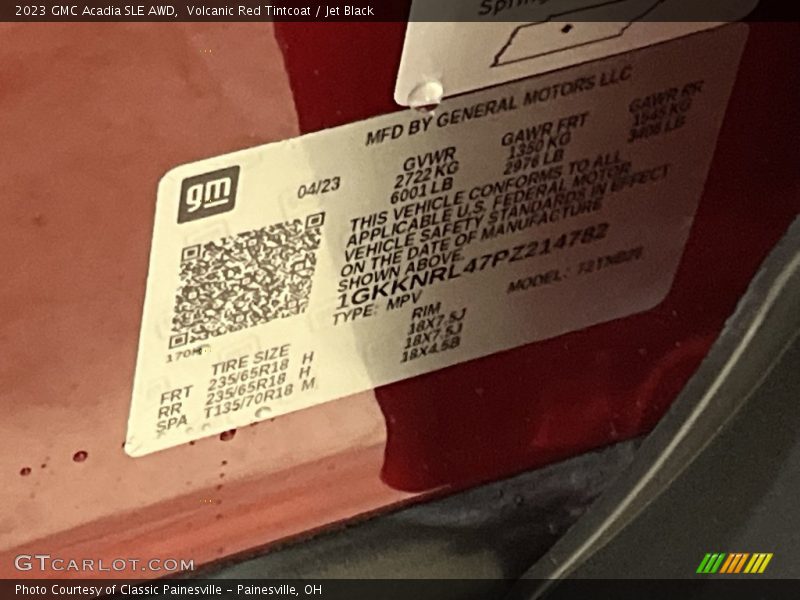 Volcanic Red Tintcoat / Jet Black 2023 GMC Acadia SLE AWD
