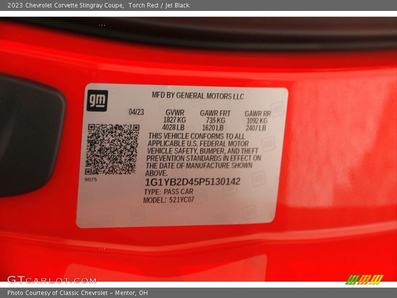 Torch Red / Jet Black 2023 Chevrolet Corvette Stingray Coupe