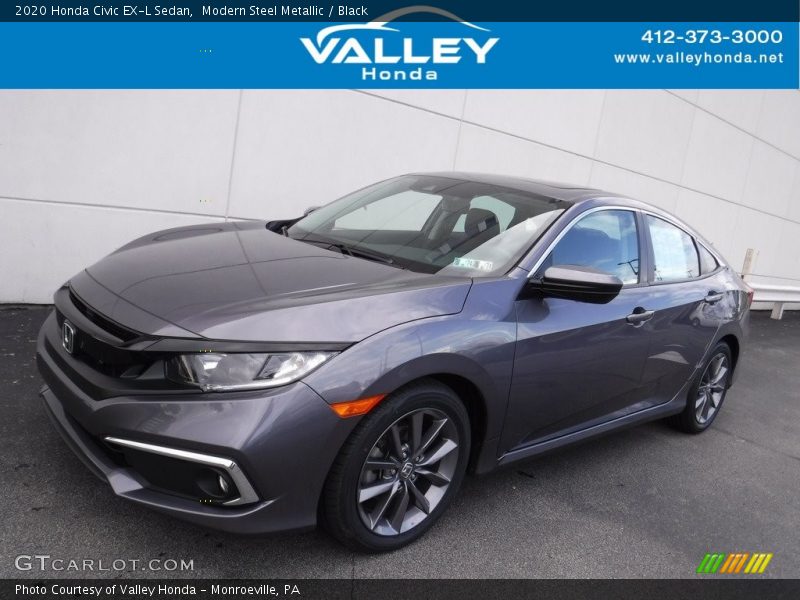 Modern Steel Metallic / Black 2020 Honda Civic EX-L Sedan