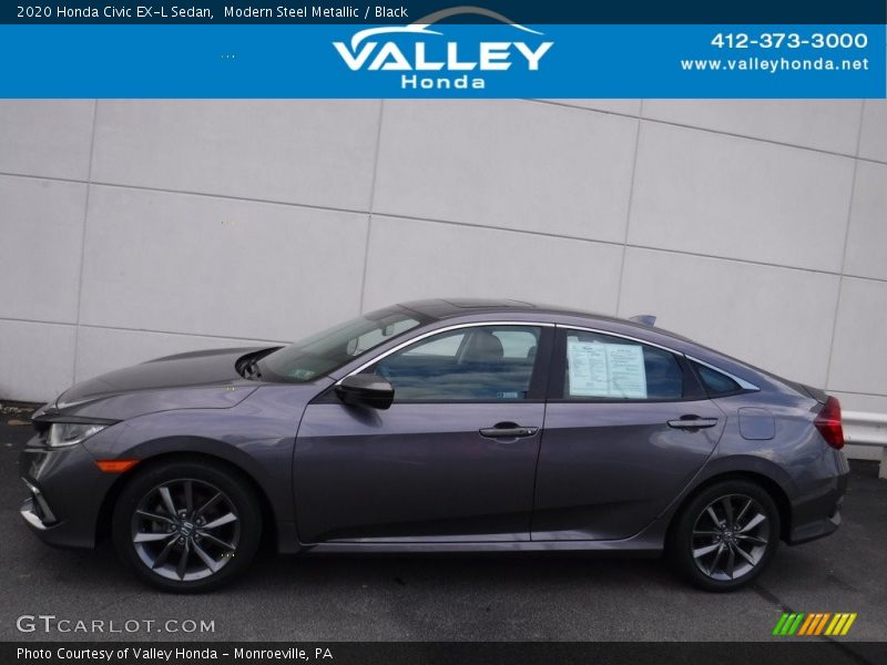 Modern Steel Metallic / Black 2020 Honda Civic EX-L Sedan