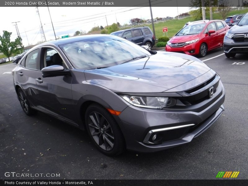 Modern Steel Metallic / Black 2020 Honda Civic EX-L Sedan