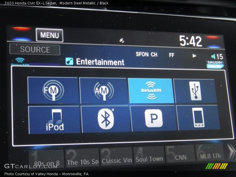 Modern Steel Metallic / Black 2020 Honda Civic EX-L Sedan