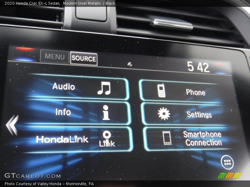 Modern Steel Metallic / Black 2020 Honda Civic EX-L Sedan