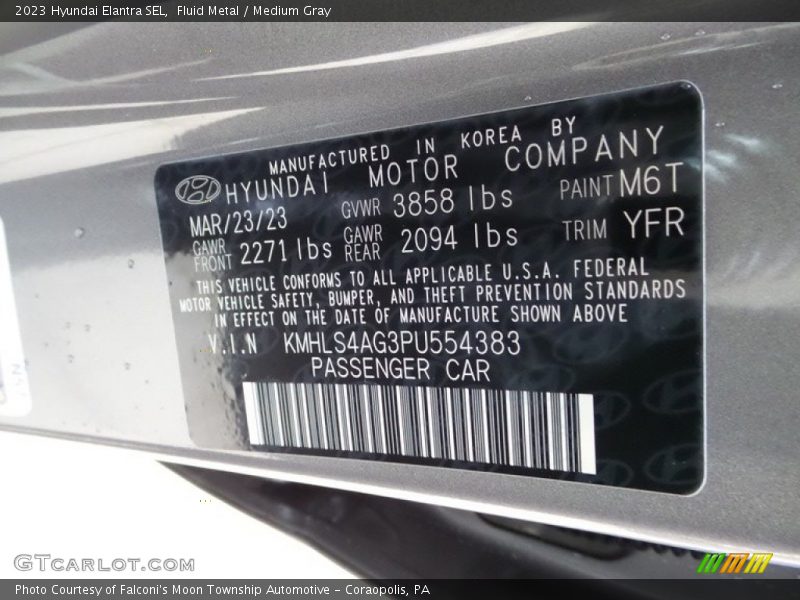 Fluid Metal / Medium Gray 2023 Hyundai Elantra SEL