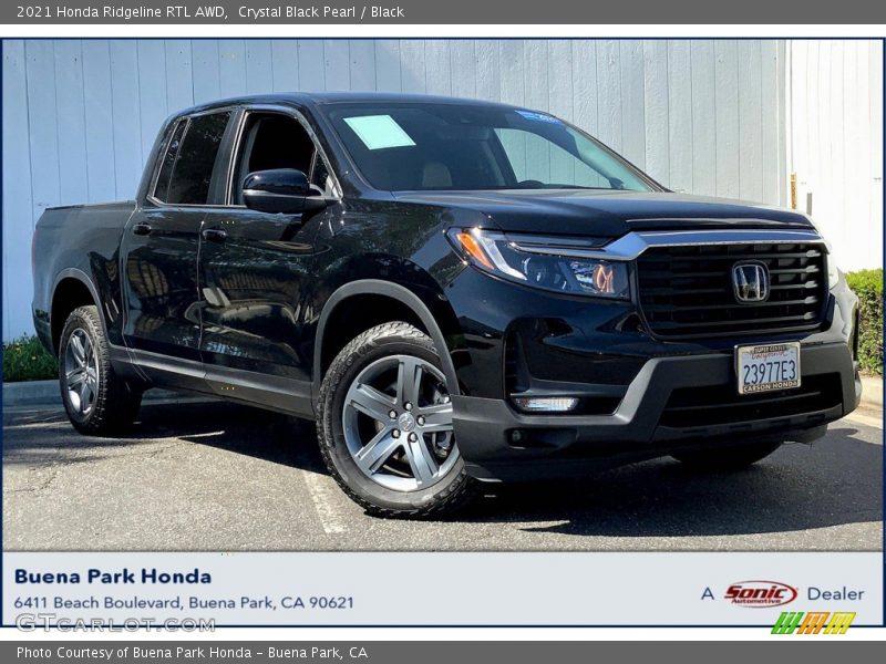 Crystal Black Pearl / Black 2021 Honda Ridgeline RTL AWD