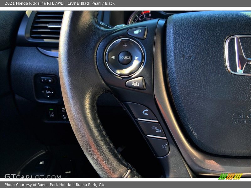 Crystal Black Pearl / Black 2021 Honda Ridgeline RTL AWD