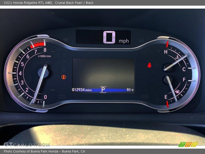 Crystal Black Pearl / Black 2021 Honda Ridgeline RTL AWD