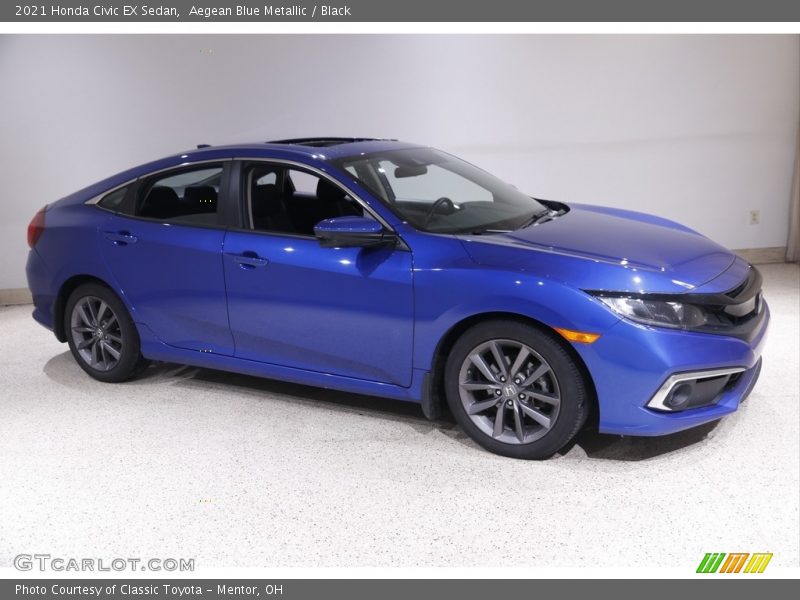 Aegean Blue Metallic / Black 2021 Honda Civic EX Sedan