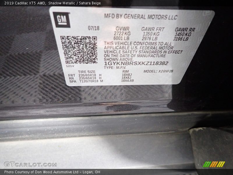 Shadow Metallic / Sahara Beige 2019 Cadillac XT5 AWD