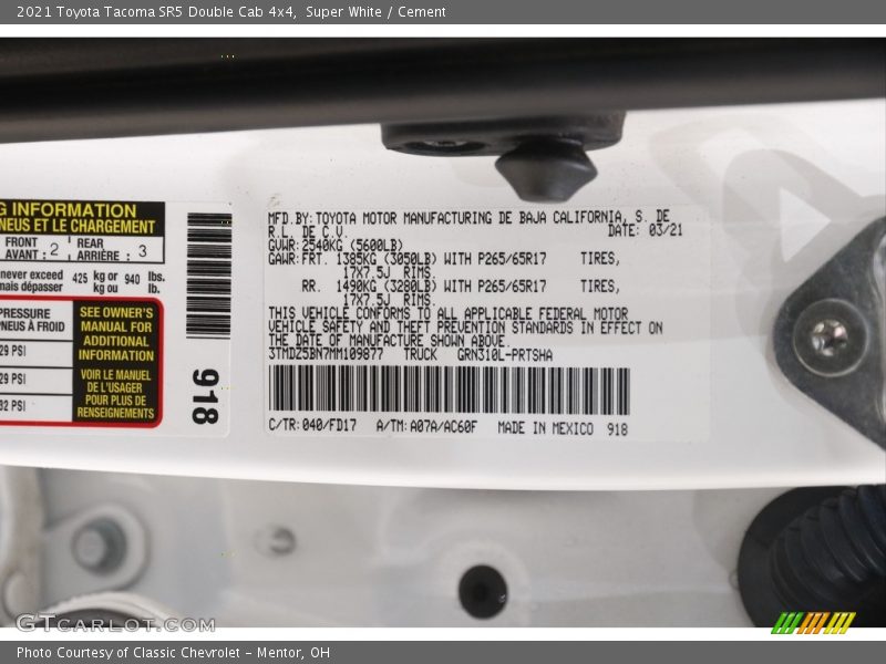Super White / Cement 2021 Toyota Tacoma SR5 Double Cab 4x4