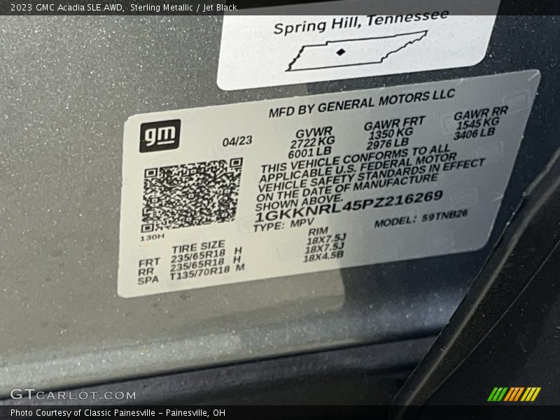 Sterling Metallic / Jet Black 2023 GMC Acadia SLE AWD