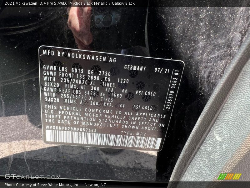 Mythos Black Metallic / Galaxy Black 2021 Volkswagen ID.4 Pro S AWD