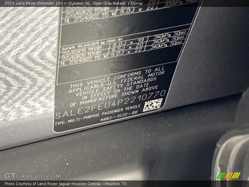 Eiger Gray Metallic / Ebony 2023 Land Rover Defender 130 X-Dynamic SE