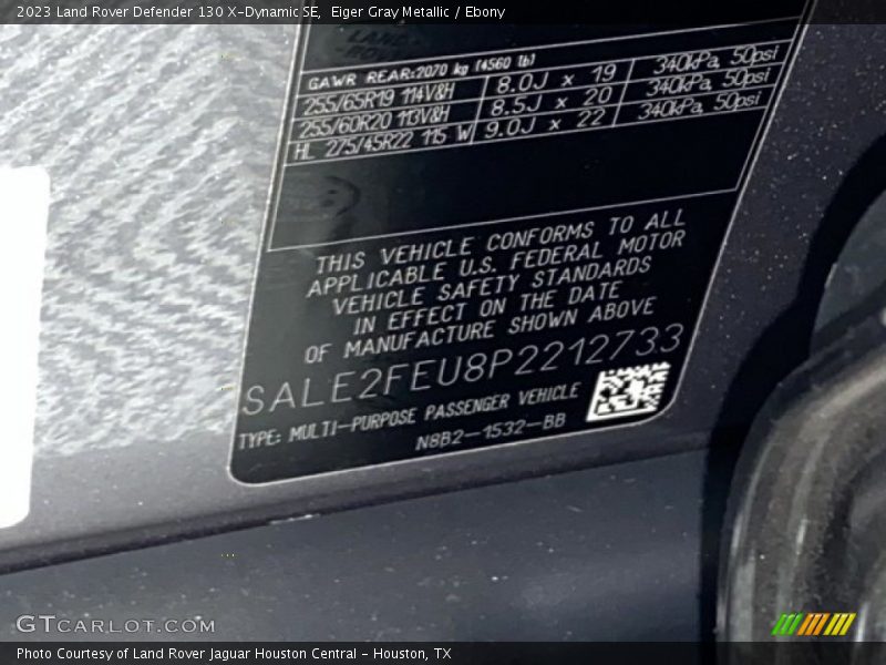 Eiger Gray Metallic / Ebony 2023 Land Rover Defender 130 X-Dynamic SE