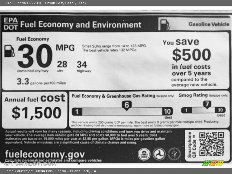 Urban Gray Pearl / Black 2023 Honda CR-V EX