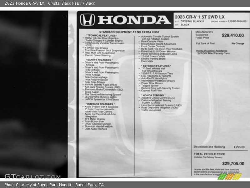 Crystal Black Pearl / Black 2023 Honda CR-V LX