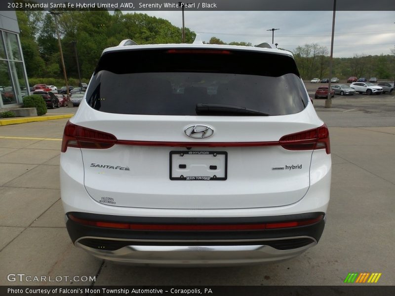 Serenity White Pearl / Black 2023 Hyundai Santa Fe Hybrid Limited AWD