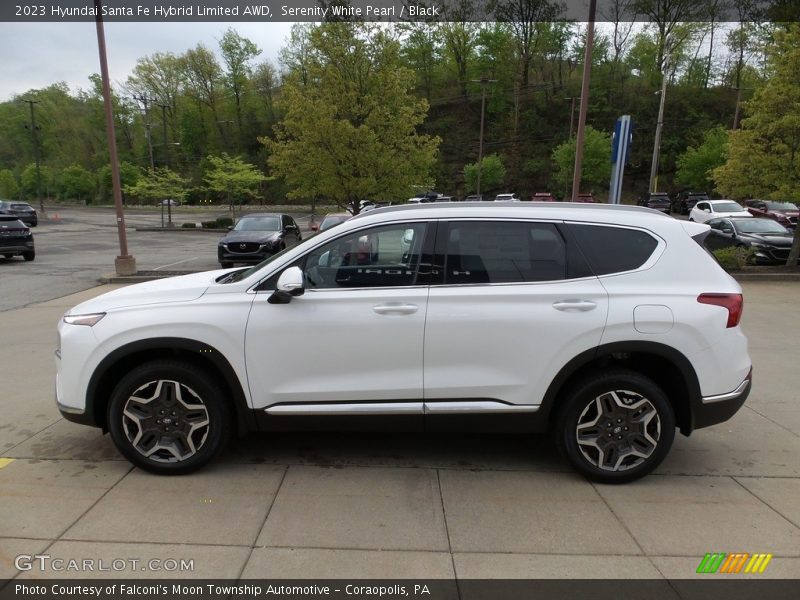 Serenity White Pearl / Black 2023 Hyundai Santa Fe Hybrid Limited AWD