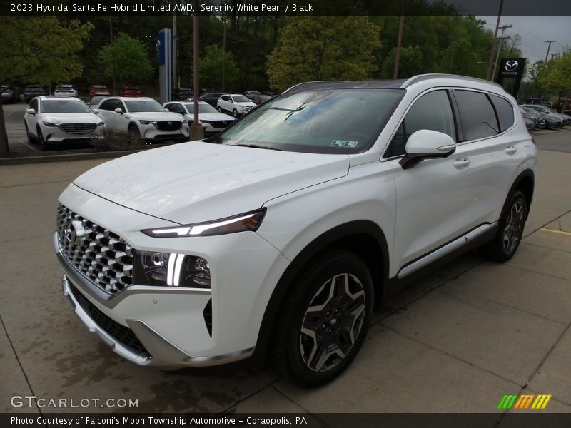 Serenity White Pearl / Black 2023 Hyundai Santa Fe Hybrid Limited AWD