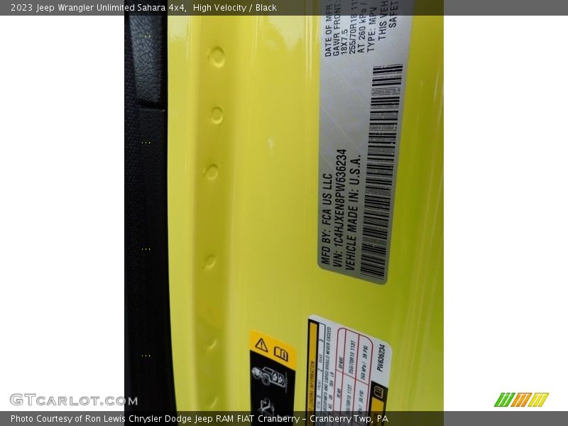 High Velocity / Black 2023 Jeep Wrangler Unlimited Sahara 4x4