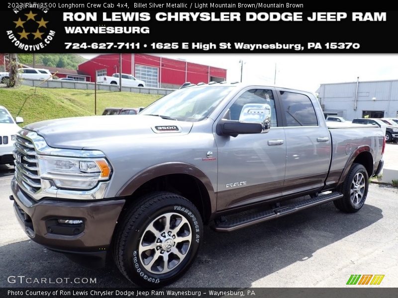 Billet Silver Metallic / Light Mountain Brown/Mountain Brown 2023 Ram 3500 Longhorn Crew Cab 4x4
