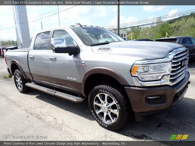 Billet Silver Metallic / Light Mountain Brown/Mountain Brown 2023 Ram 3500 Longhorn Crew Cab 4x4