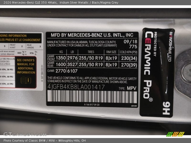 Iridium Silver Metallic / Black/Magma Grey 2020 Mercedes-Benz GLE 350 4Matic