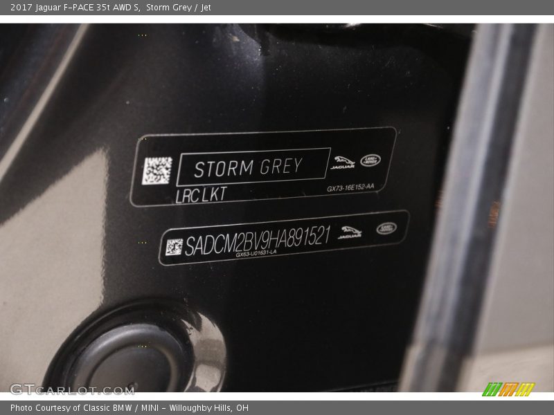 Storm Grey / Jet 2017 Jaguar F-PACE 35t AWD S