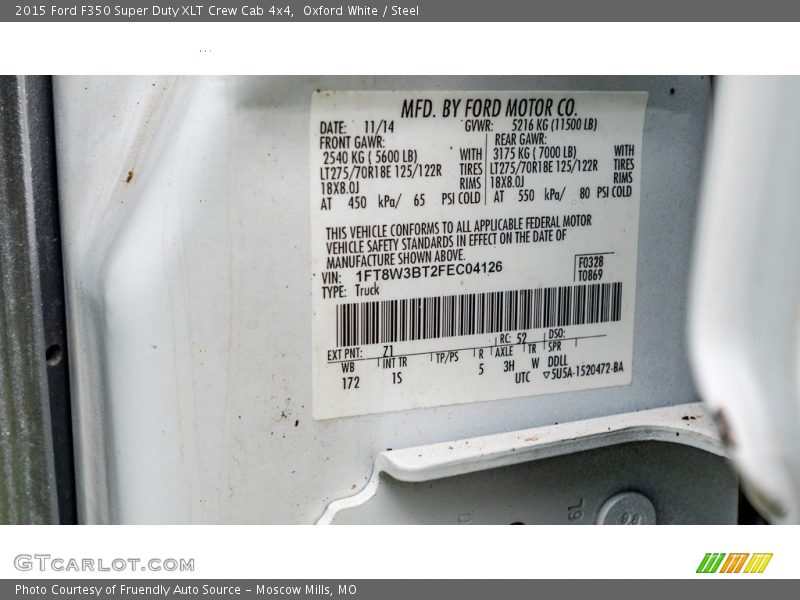 Oxford White / Steel 2015 Ford F350 Super Duty XLT Crew Cab 4x4