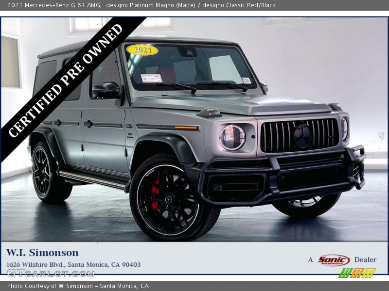 designo Platinum Magno (Matte) / designo Classic Red/Black 2021 Mercedes-Benz G 63 AMG