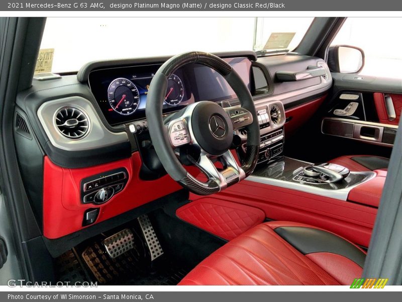 designo Platinum Magno (Matte) / designo Classic Red/Black 2021 Mercedes-Benz G 63 AMG