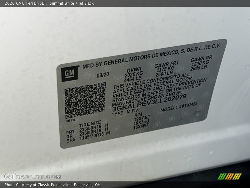 Summit White / Jet Black 2020 GMC Terrain SLT
