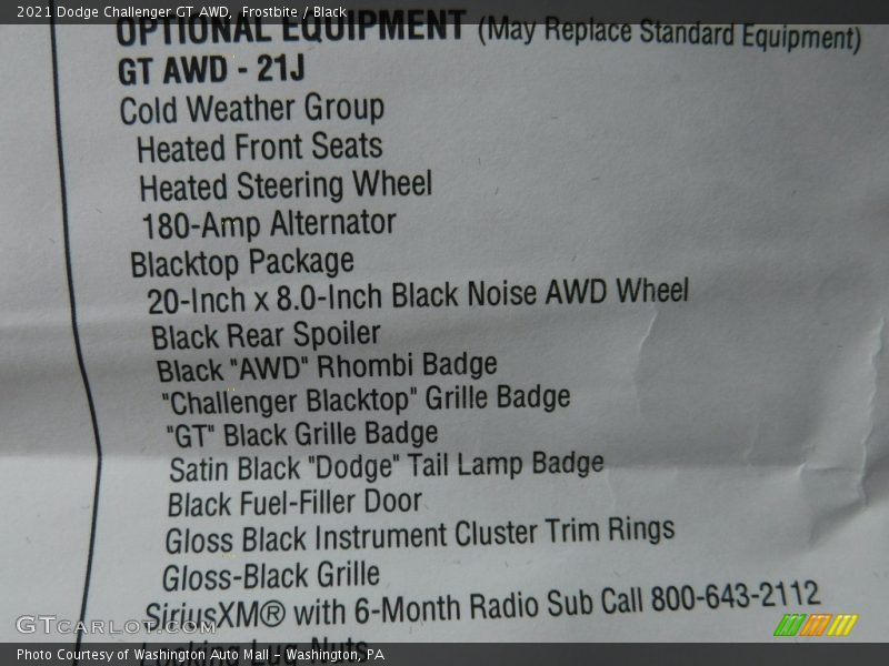 Frostbite / Black 2021 Dodge Challenger GT AWD