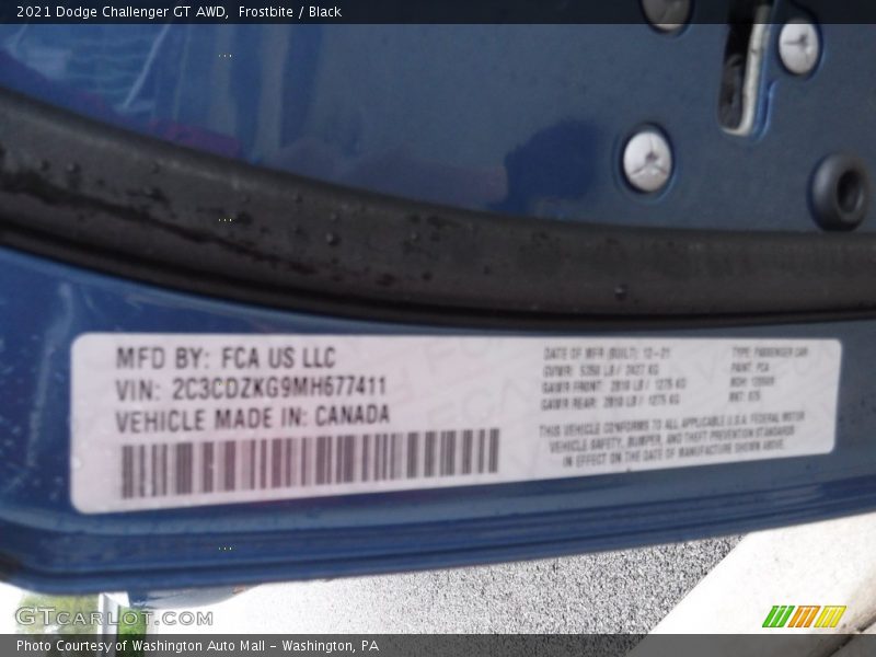Frostbite / Black 2021 Dodge Challenger GT AWD