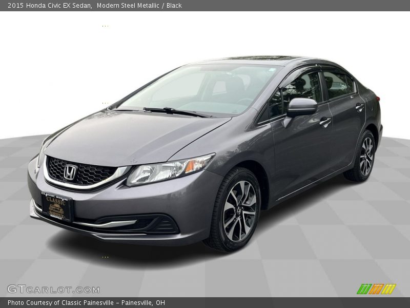 Modern Steel Metallic / Black 2015 Honda Civic EX Sedan