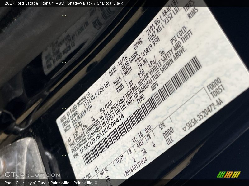 Shadow Black / Charcoal Black 2017 Ford Escape Titanium 4WD