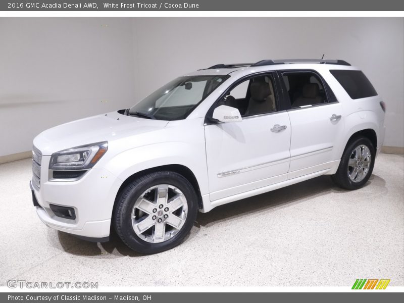 White Frost Tricoat / Cocoa Dune 2016 GMC Acadia Denali AWD