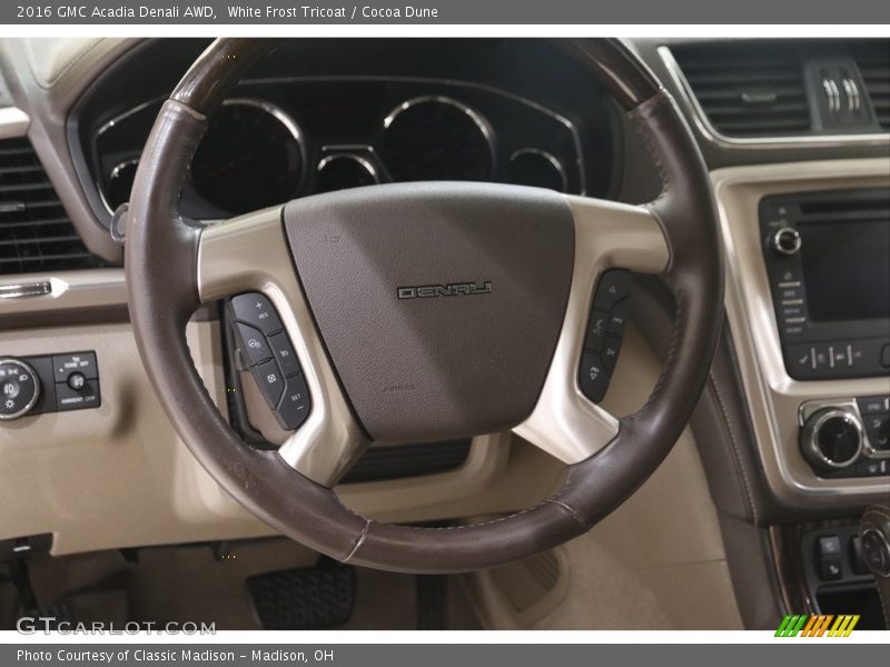 White Frost Tricoat / Cocoa Dune 2016 GMC Acadia Denali AWD