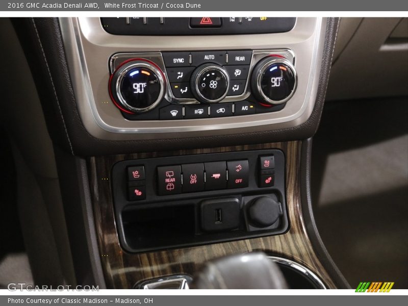 White Frost Tricoat / Cocoa Dune 2016 GMC Acadia Denali AWD