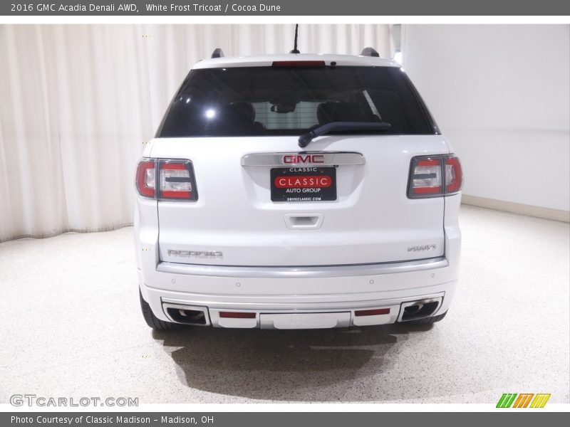 White Frost Tricoat / Cocoa Dune 2016 GMC Acadia Denali AWD