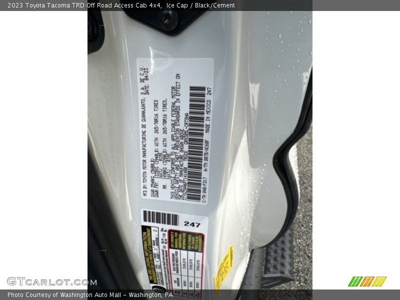 2023 Tacoma TRD Off Road Access Cab 4x4 Ice Cap Color Code 040