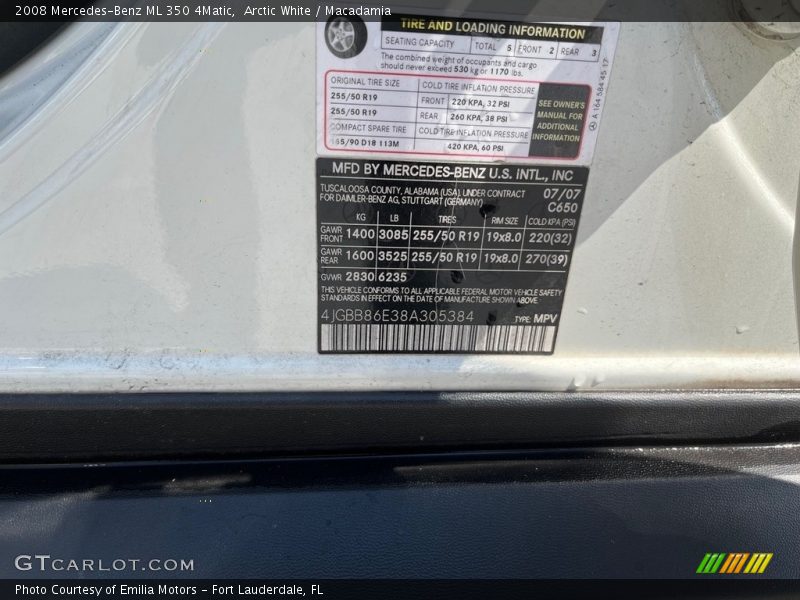 Arctic White / Macadamia 2008 Mercedes-Benz ML 350 4Matic